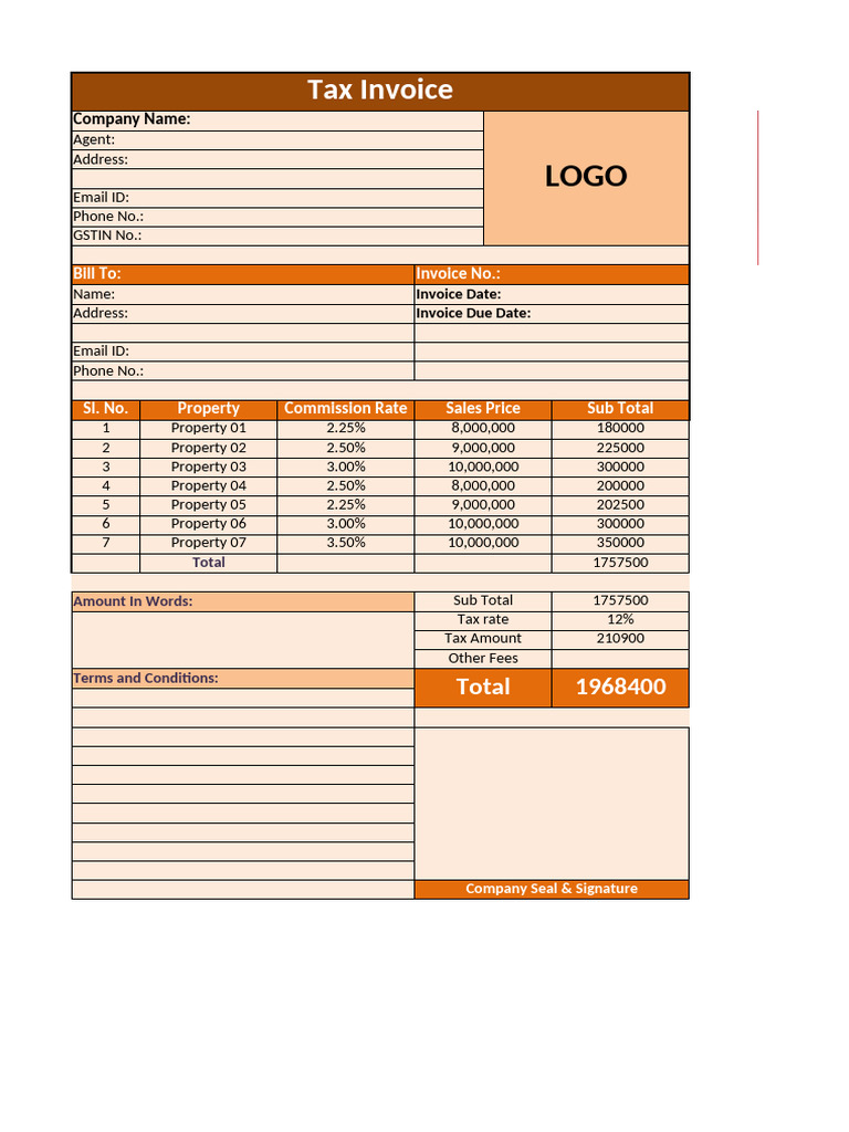 Real Estate Commission Bill Format 02 | PDF