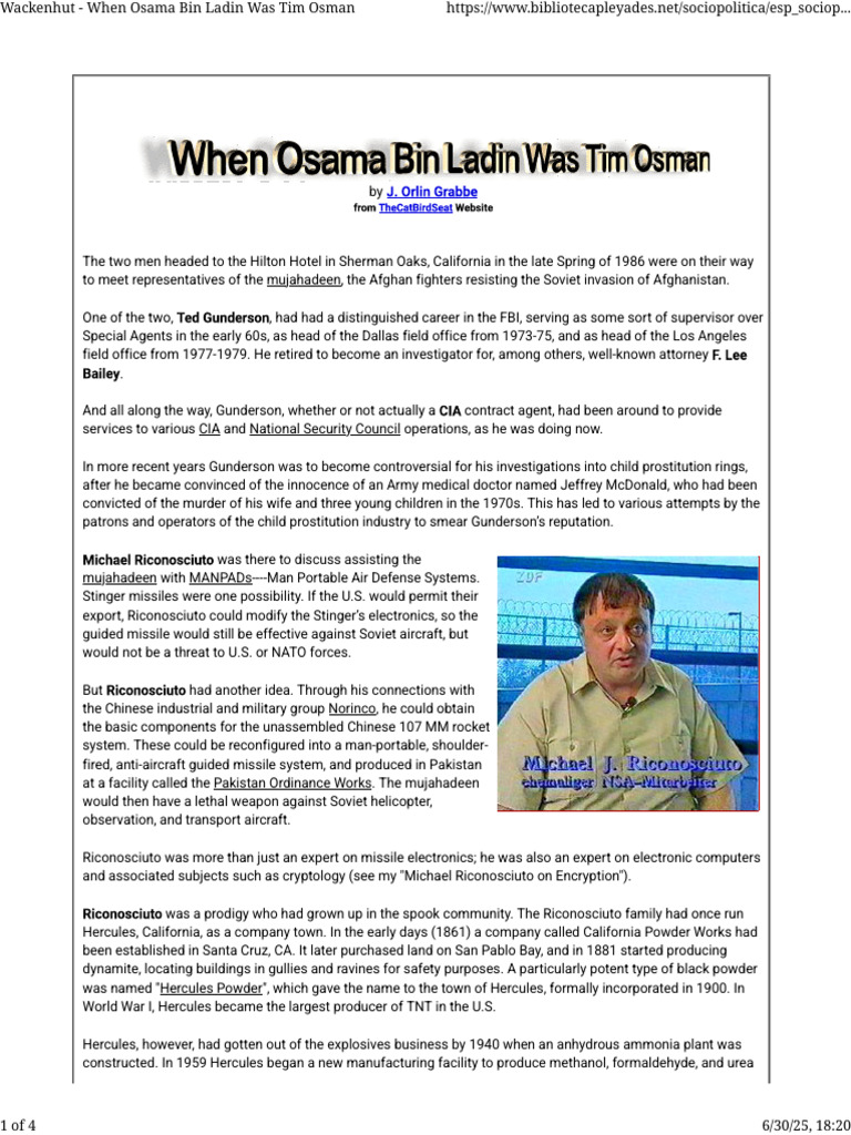 Tim Osman: CIA Connections and Arms Deals | PDF