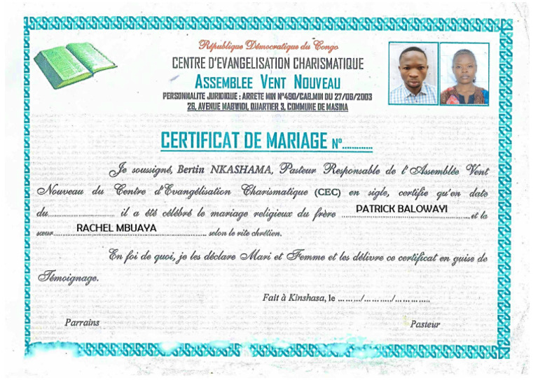 Certificat de Mariage | PDF