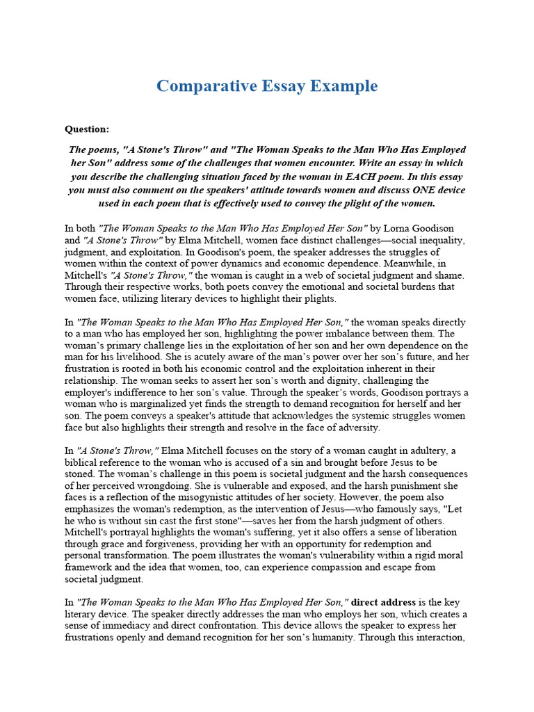 Comparative Essay Example | PDF | Forgiveness | Social Psychology