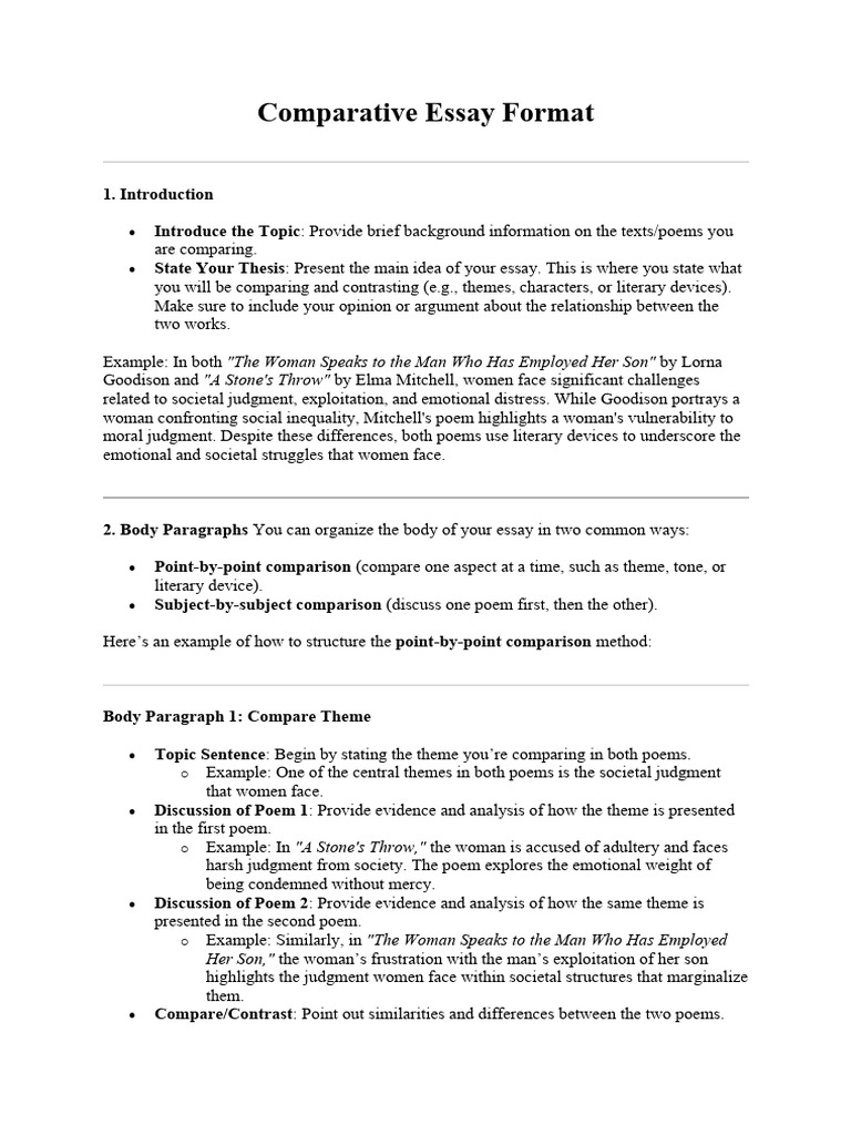 Comparative Essay Structure Guide | PDF | Essays | Poetry