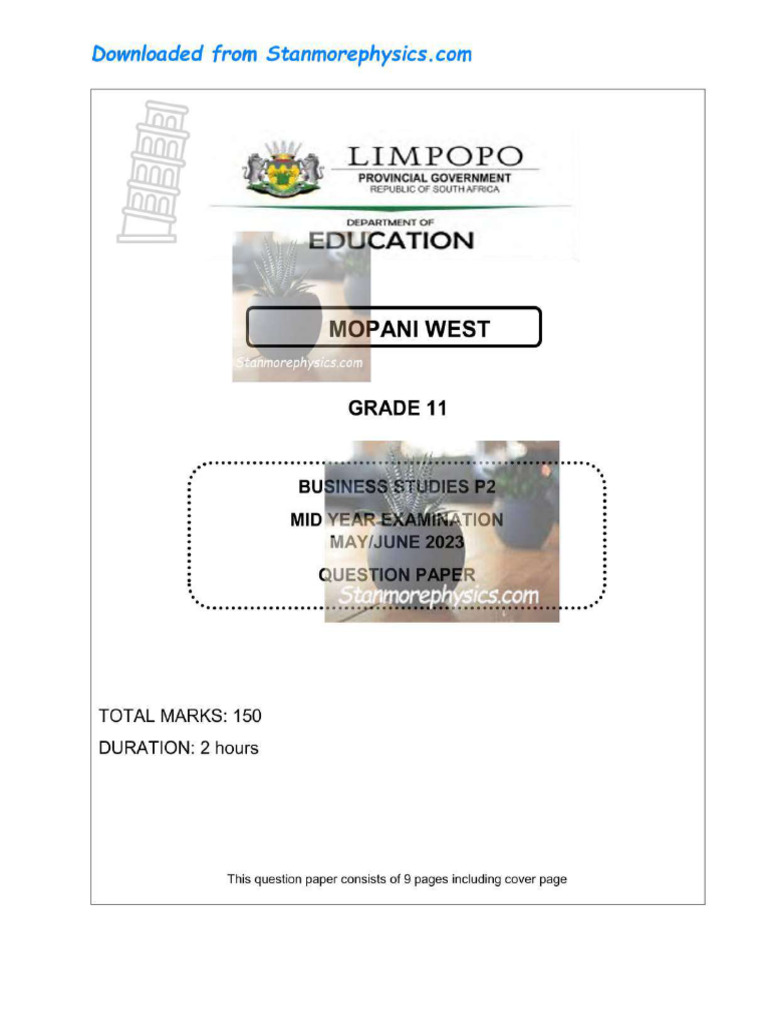 LP MW Business Studies Grade 11 June 2023 P2 and Memo | PDF