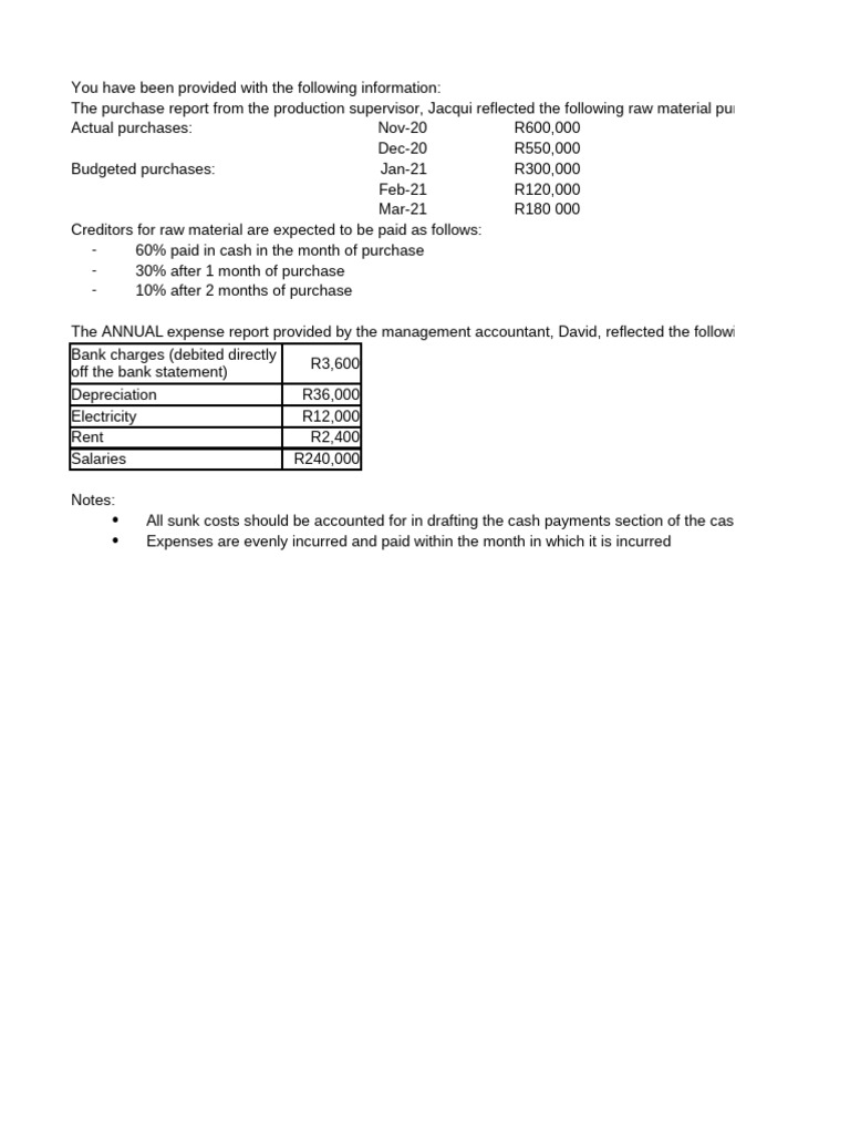 Question On Cash Payments Section | PDF | Expense | Business Economics
