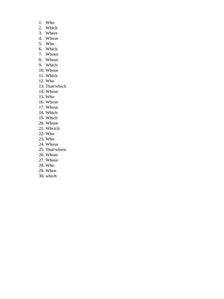 Common English Question Words List | PDF