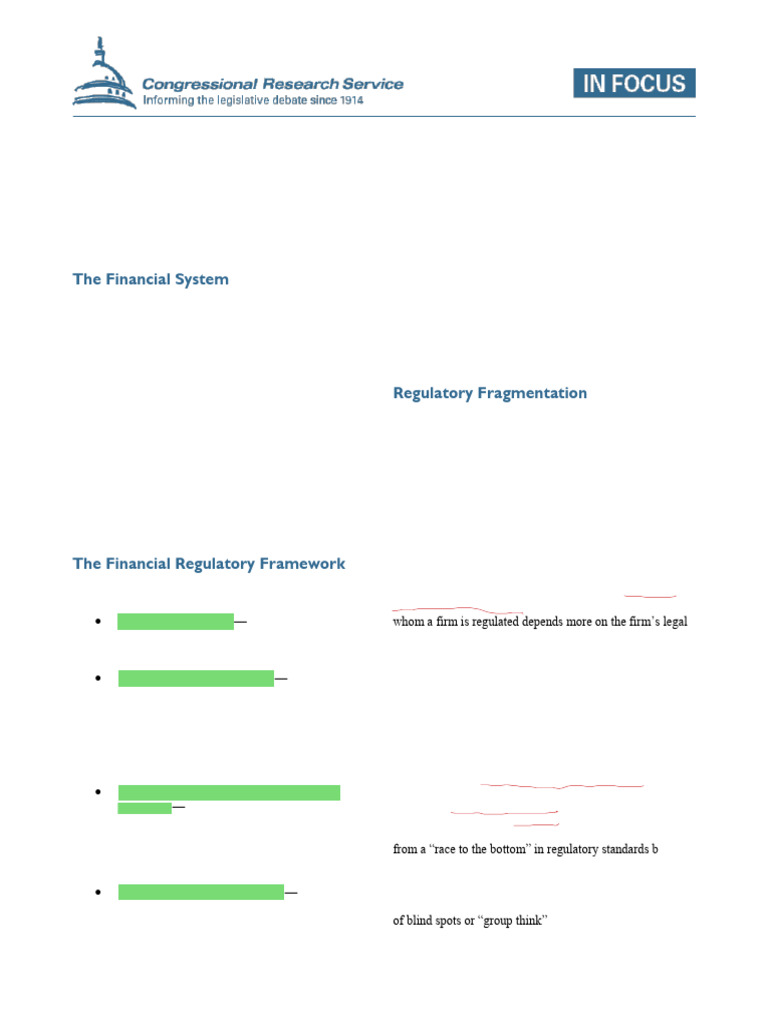 Overview of U.S. Financial Regulation | PDF | Banks | Congressional ...