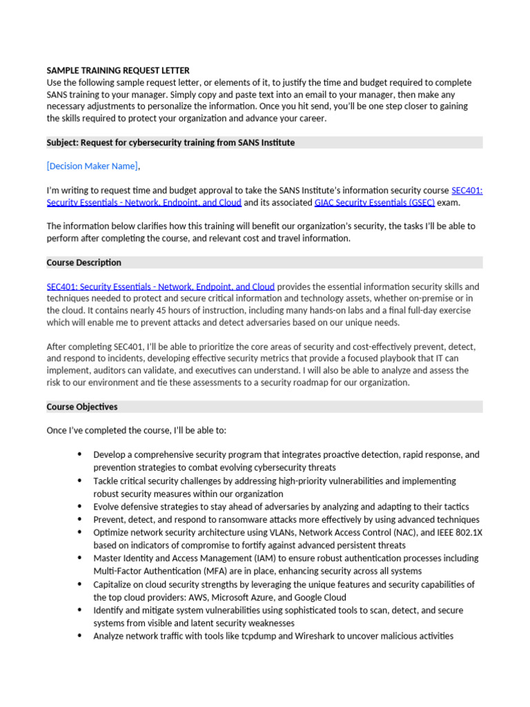 SANS Justify Training SEC401 | PDF | Security | Computer Security
