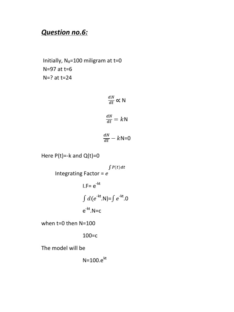 Exponential Growth and Decay Calculations | PDF