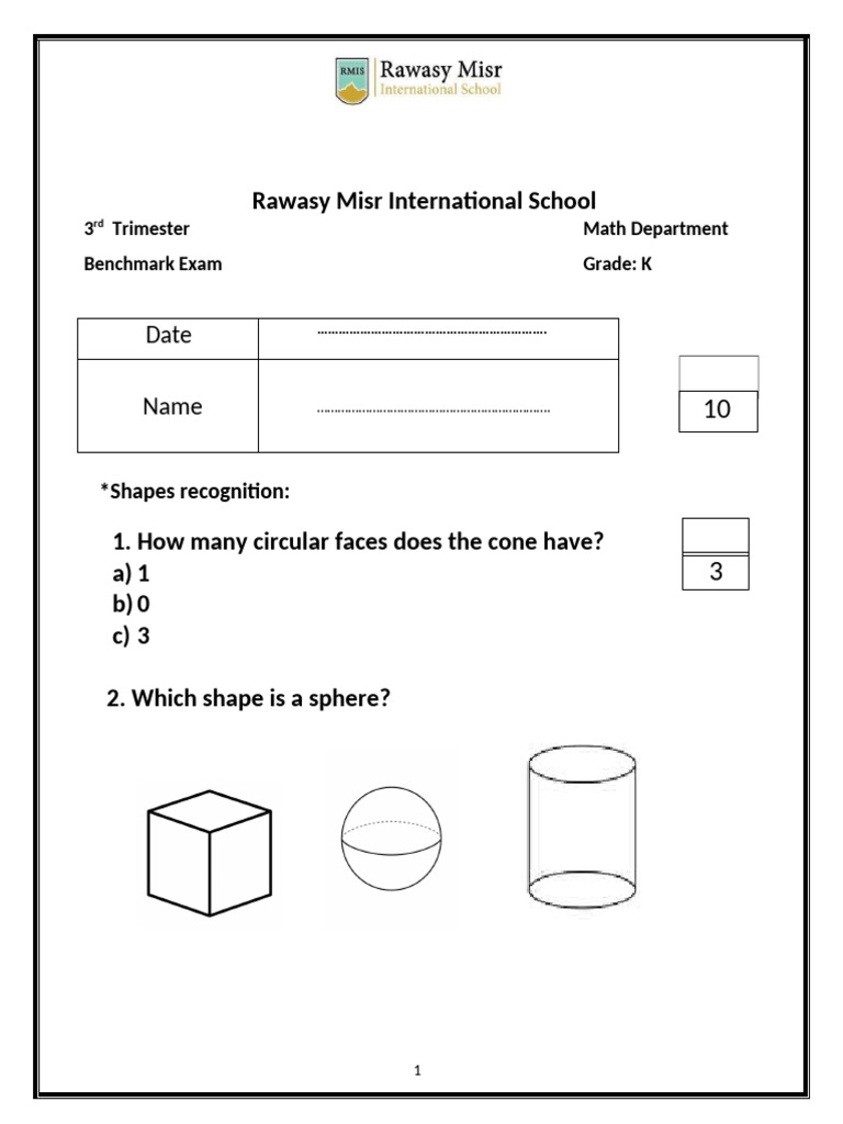 K Grade Math Benchmark Exam Guide | PDF