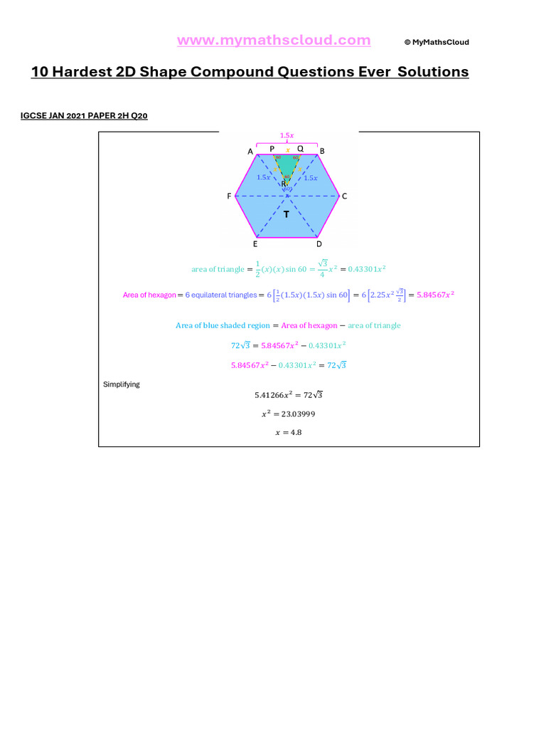Hardest 2D Shape Questions Explained | PDF | Area | Triangle