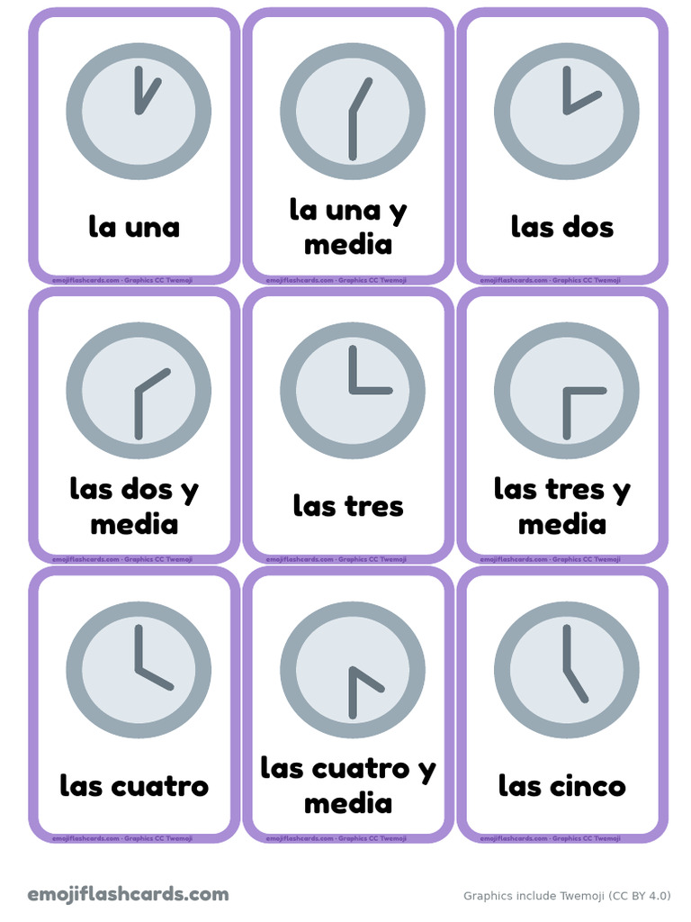 Spanish Time Vocabulary Flashcards | PDF