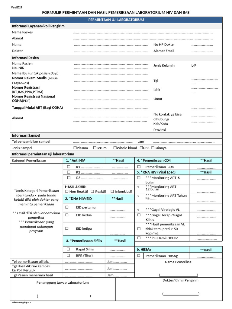 Formulir Permintaan Uji HIV dan IMS | PDF