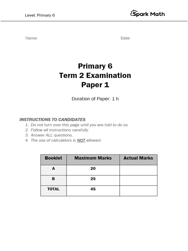 Primary 6 Term 2 Exam Paper 1 | PDF | Elementary Geometry | Euclidean ...