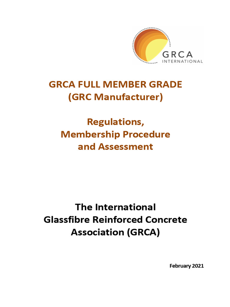GRCA Full Member Grade Guidelines | PDF | Concrete | Fiberglass