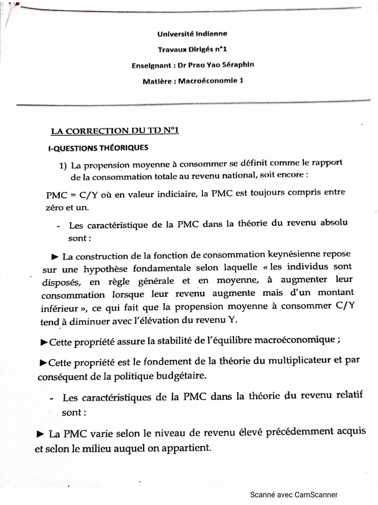 CORRECTION TD 2 Question Cours Exercice 1 - 2 - 4 | PDF