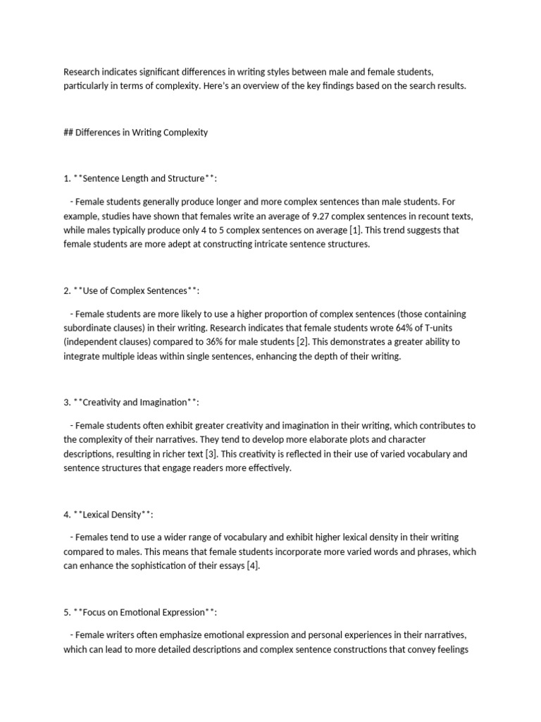 How Do Male and Female Students' Writing Styles Differ in Terms of ...