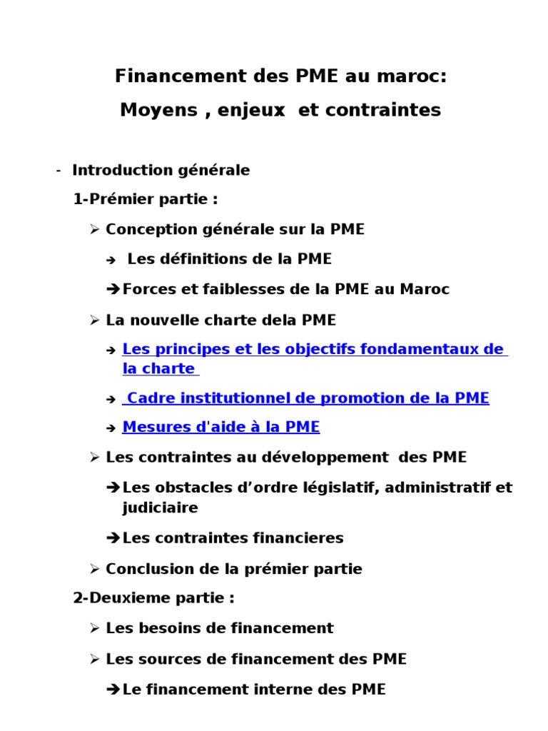 Financement Des PME Au Maroc