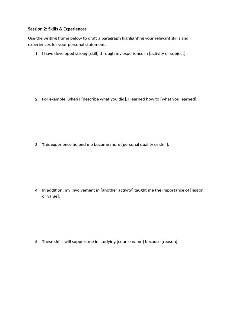 Session 2 Skills & Experiences | PDF
