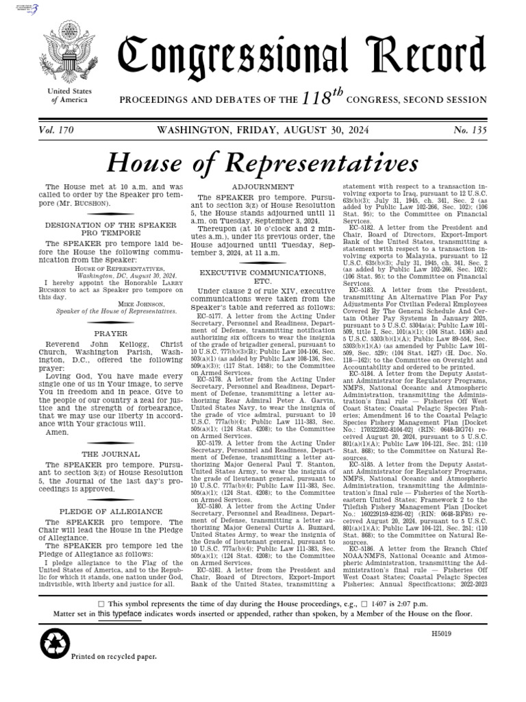 House Proceedings - August 30, 2024 | PDF | Article One Of The United ...