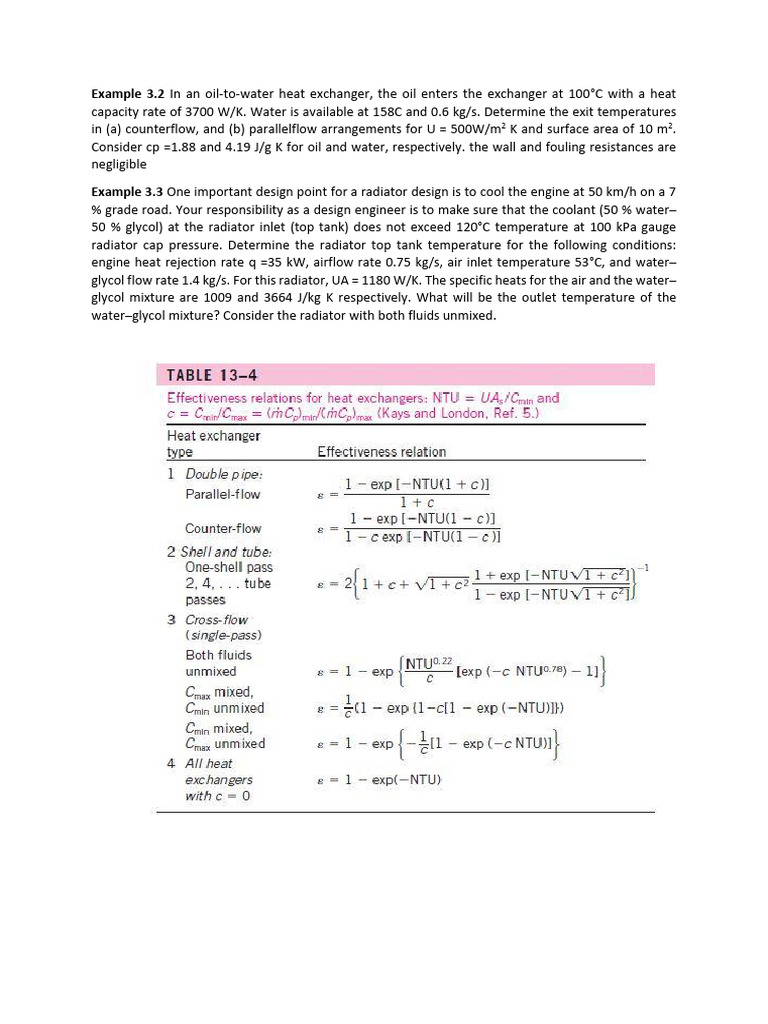 Heat Exchanger and Radiator Design Calculations | PDF