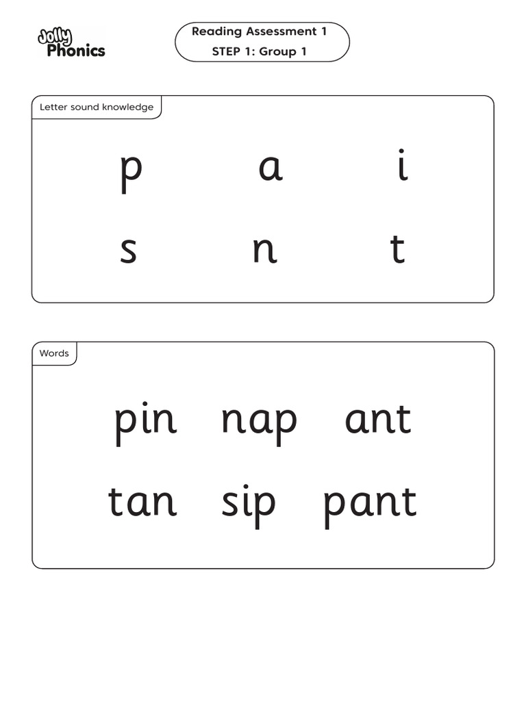 Phonics Assessment: Step 1 Groups | PDF