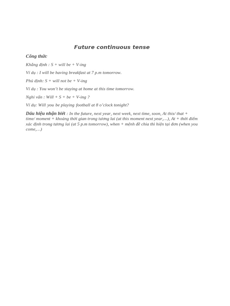 Future Continuous Tense | PDF