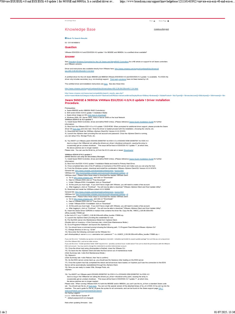 3ware 9650SE Driver for VMware ESXi 4.0 | PDF | Computer Science ...