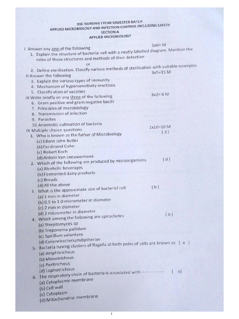 Microbiology Model Paper | PDF