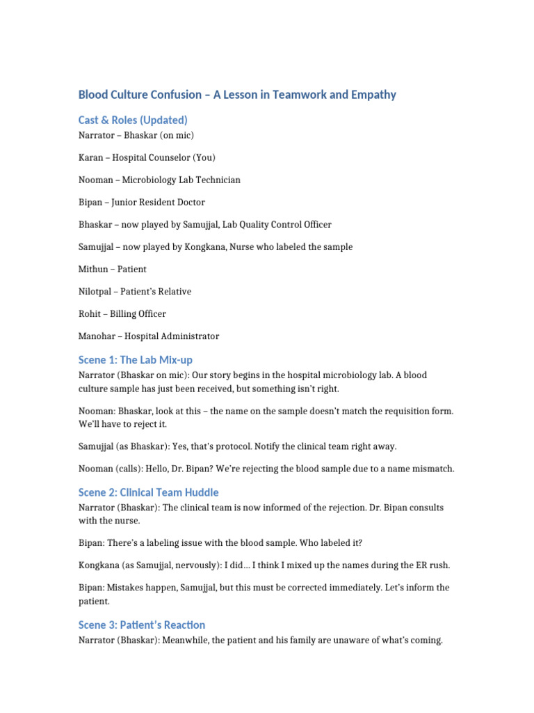 Blood Culture Confusion Revised Script | PDF | Health Care | Medicine