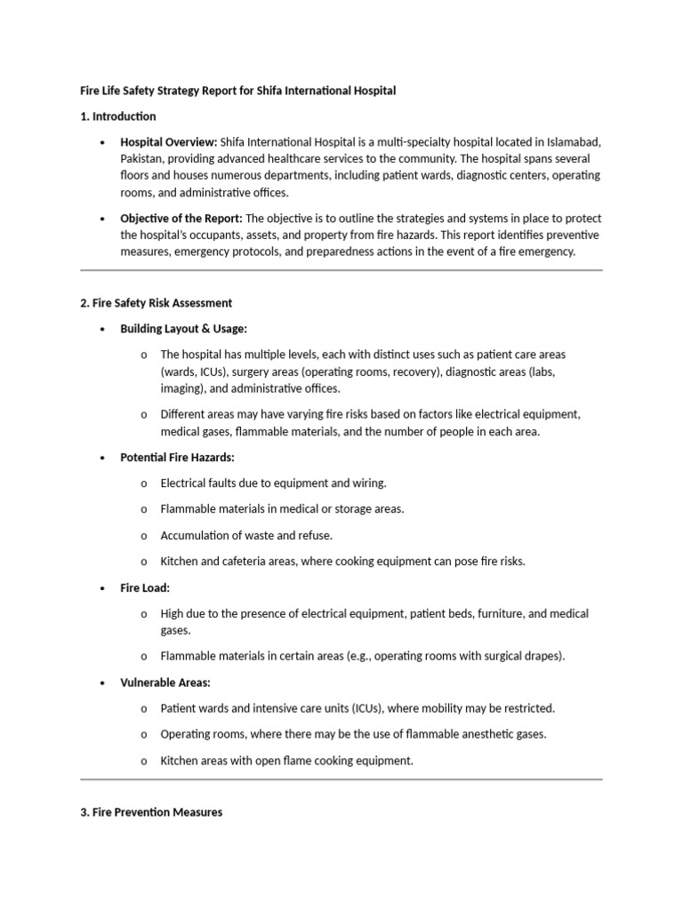Fire Safety Strategy for Shifa Hospital | PDF | Fire Safety | Emergency ...