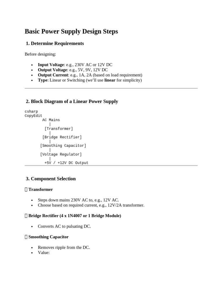 Linear Power Supply Design Guide | PDF