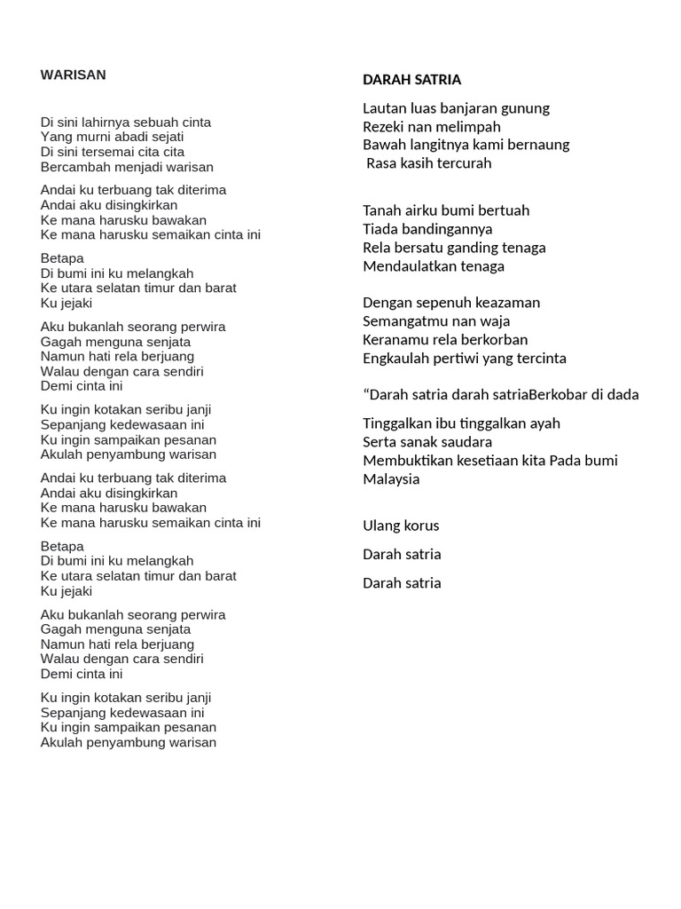 Warisan Cinta dan Kesetiaan Malaysia | PDF
