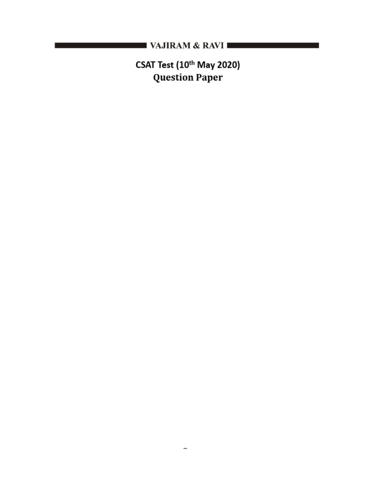 CSAT Test Paper - Prelim Series 2020 | PDF | Stress (Biology) | Interest