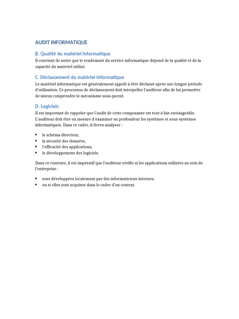 Audit Informatique : Matériel et Logiciels | PDF