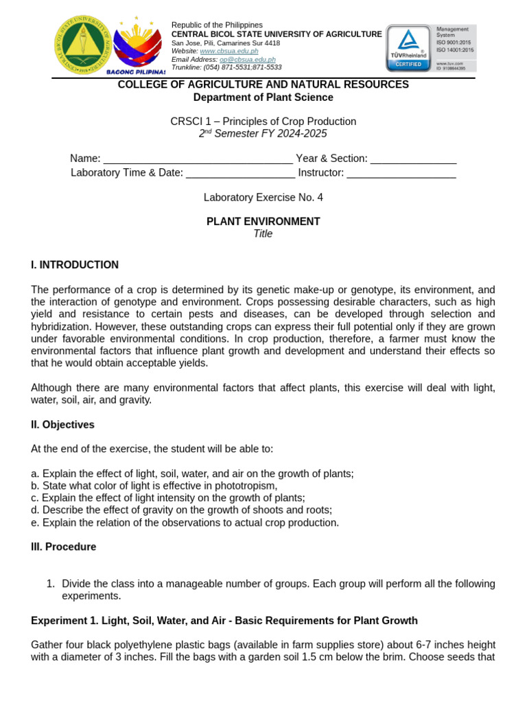 Effects of Environmental Factors on Crop Growth | PDF | Agriculture ...