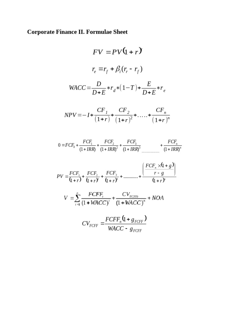 Formulas For Exam | PDF