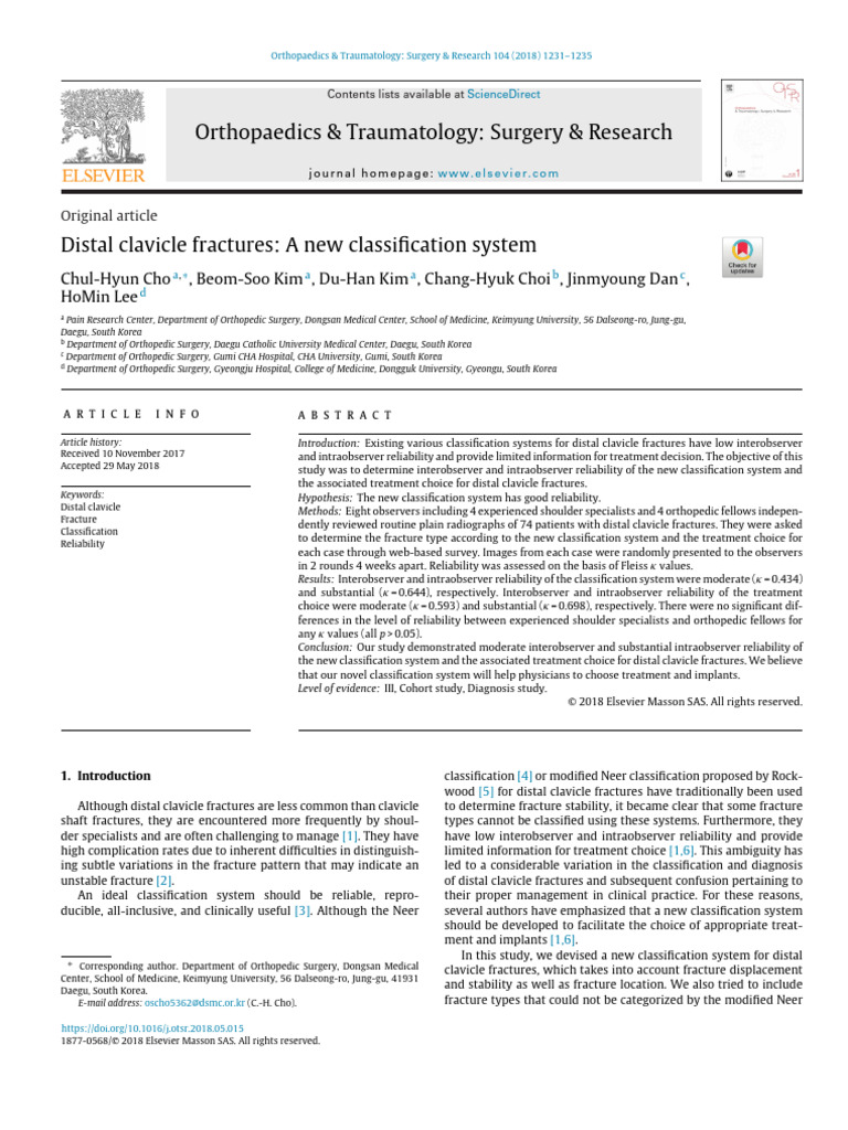 Nueva clasificación de fracturas de clavícula | PDF | Orthopedic ...