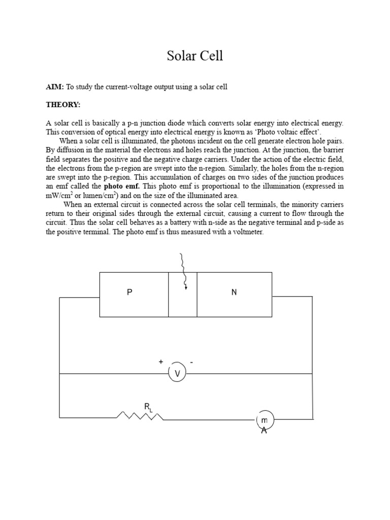 Solar Cell | PDF | Electric Current | Electronics