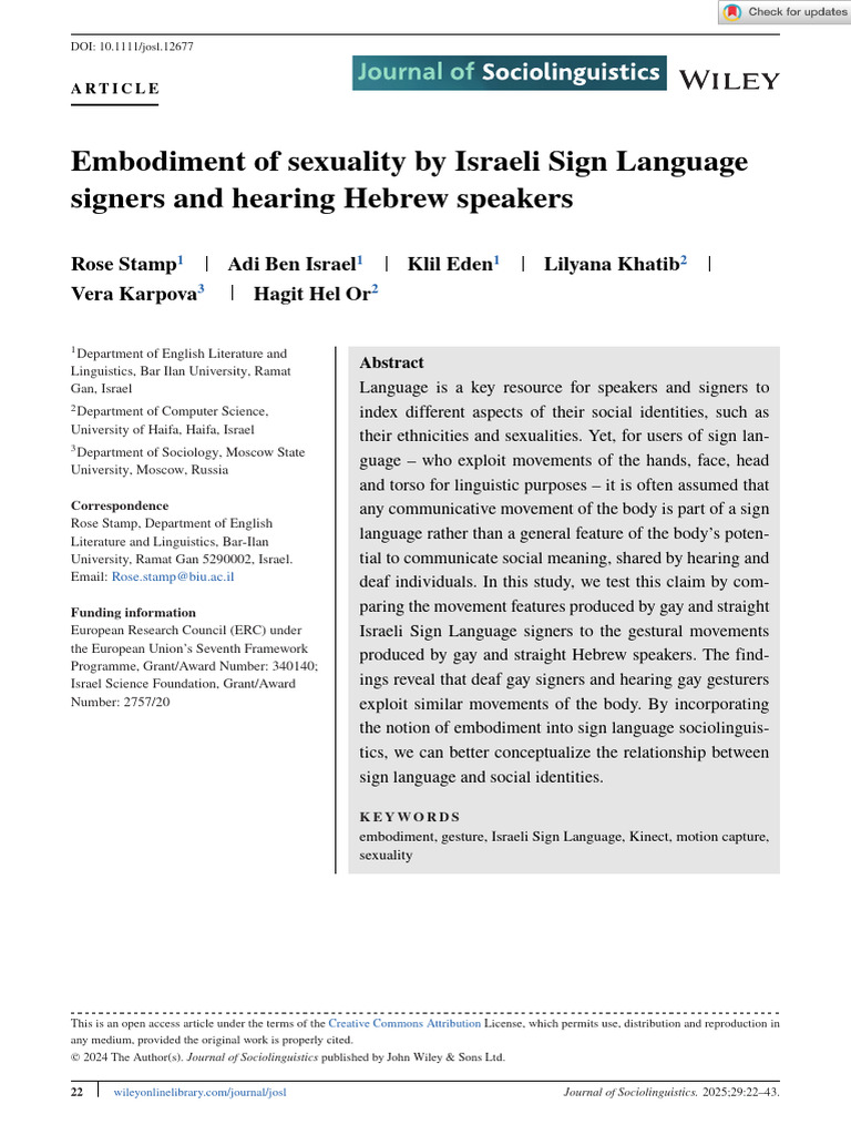 Embodiment of Sexuality in Sign Language | PDF | Sign Language ...