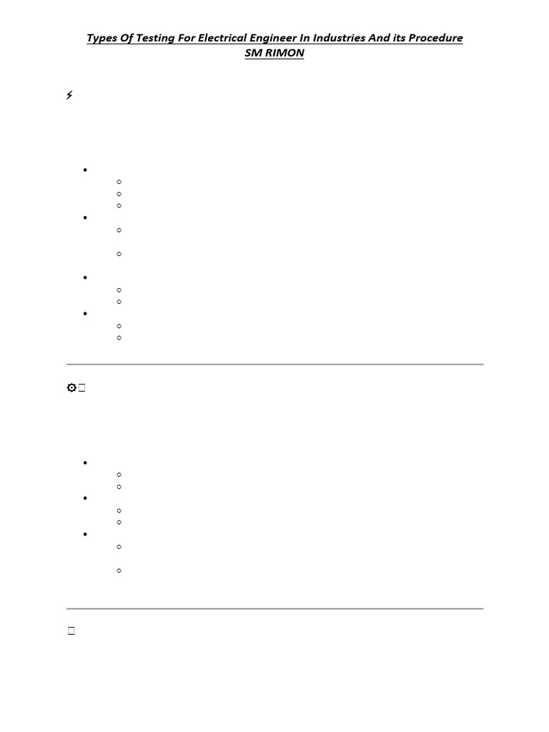Types of Electrical Testing Procedures | PDF | Power (Physics ...