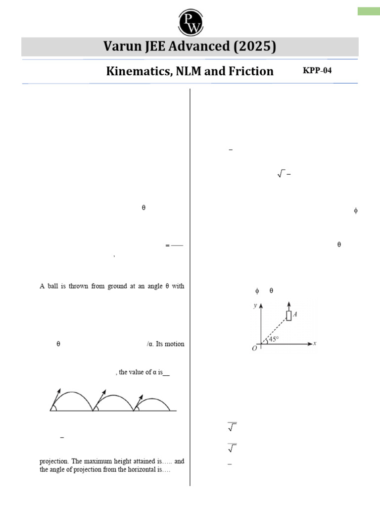 JEE Advanced 2025: Kinematics & NLM Problems | PDF | Acceleration | Force