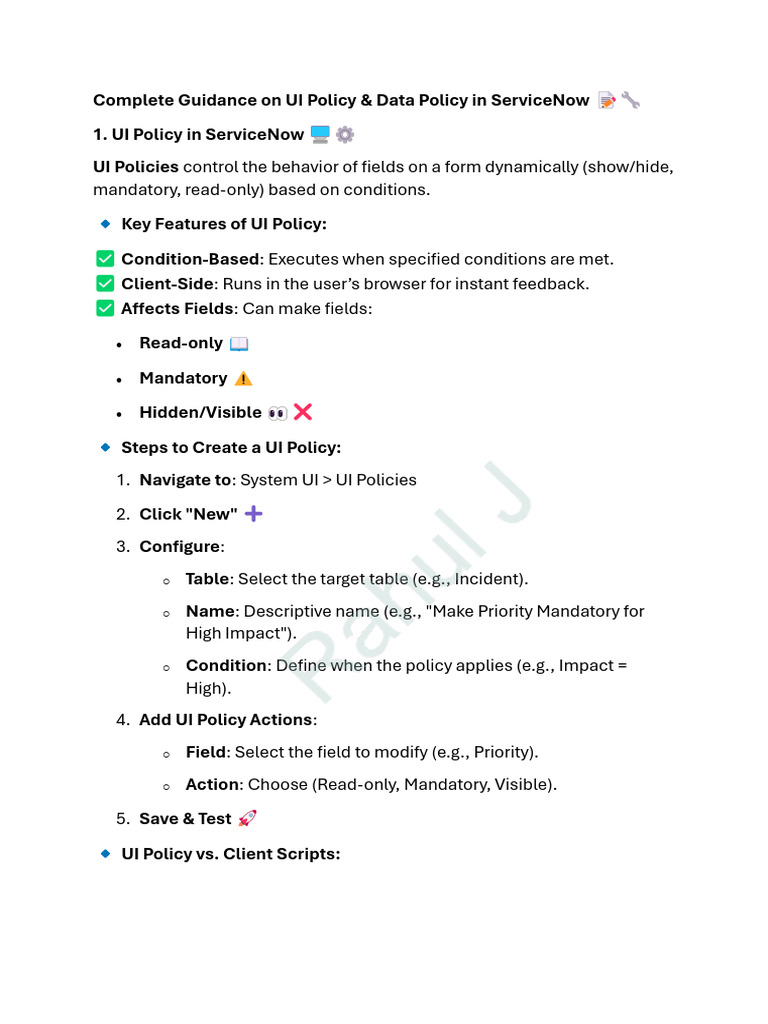UI Policy vs Data Policy in ServiceNow | PDF | Client–Server Model ...