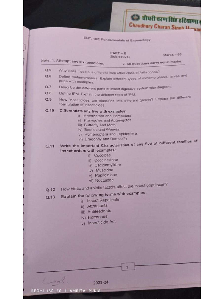 ENTO PYQ - Compressed | PDF