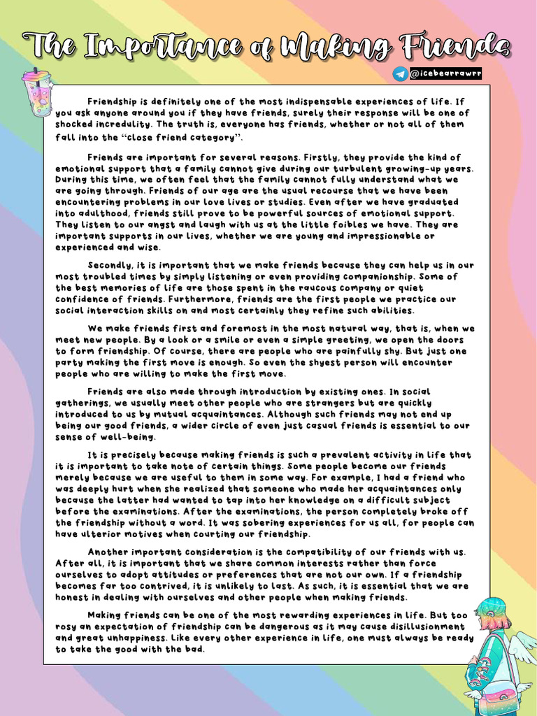 The Importance of Making Friends | PDF | Cognition | Psychological Concepts
