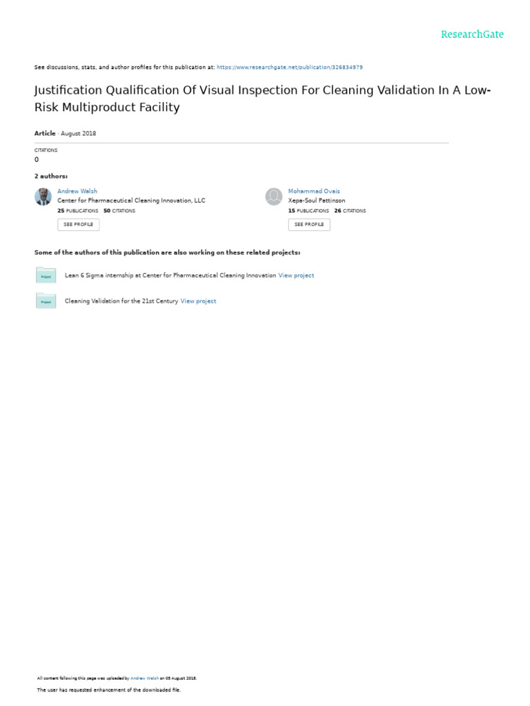 Visual Inspection for Cleaning Validation | PDF | Total Organic Carbon ...