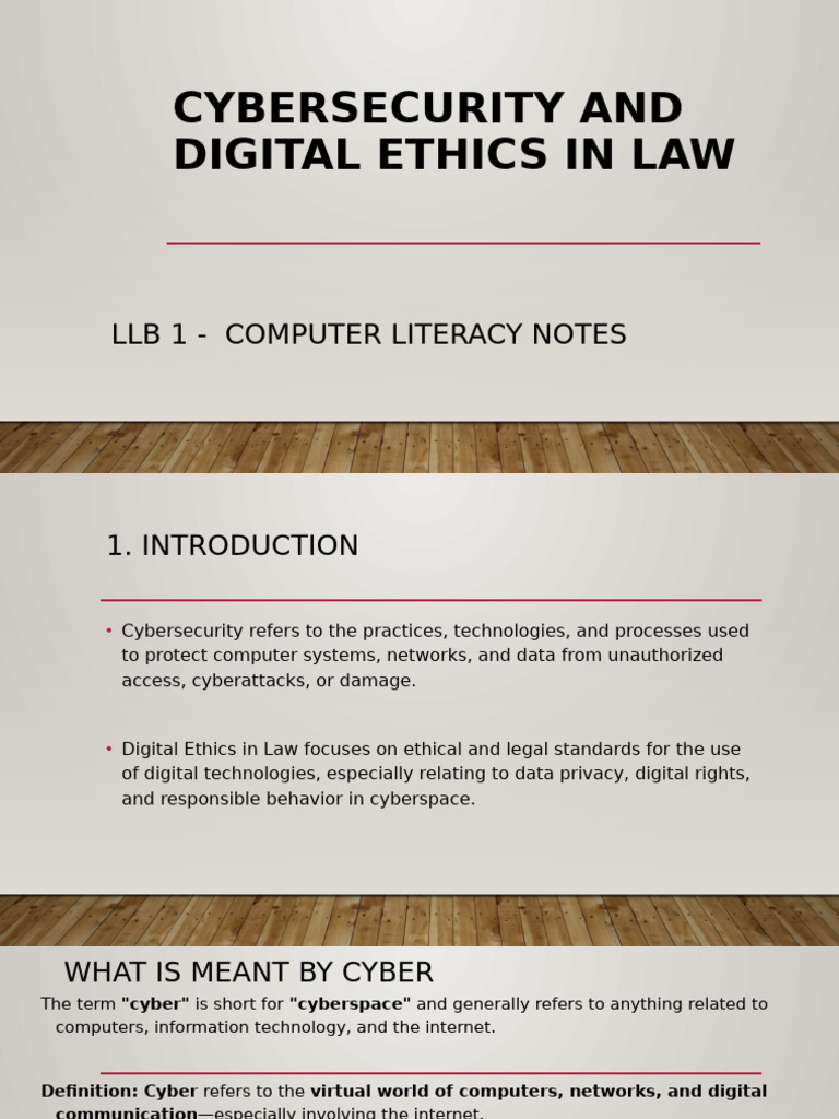 Cybersecurity and Digital Ethics in Law | PDF | Security | Computer ...