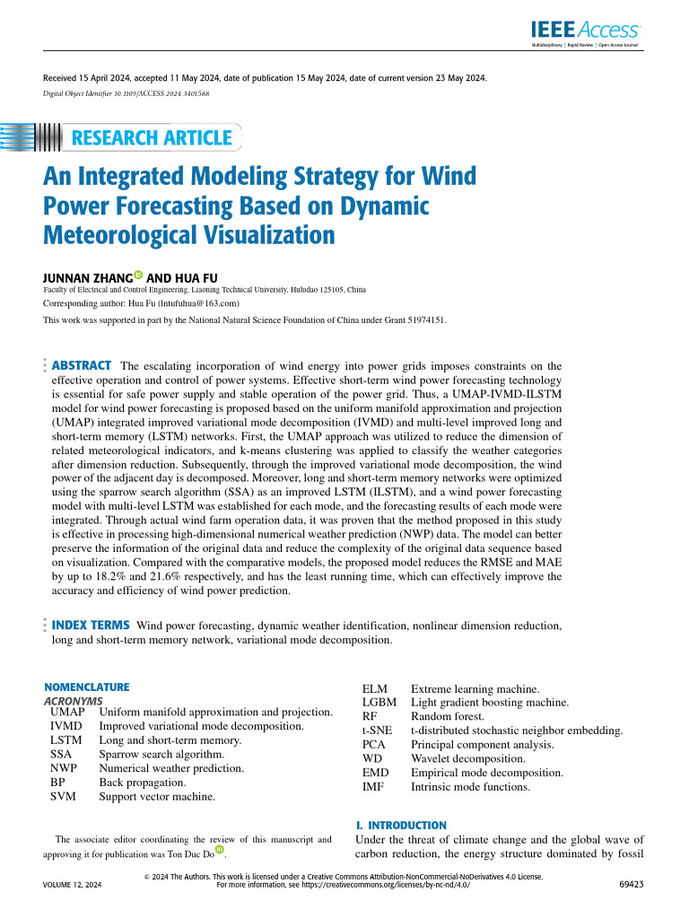 Wind Power Forecasting Model Using UMAP-LSTM | PDF | Numerical Weather ...