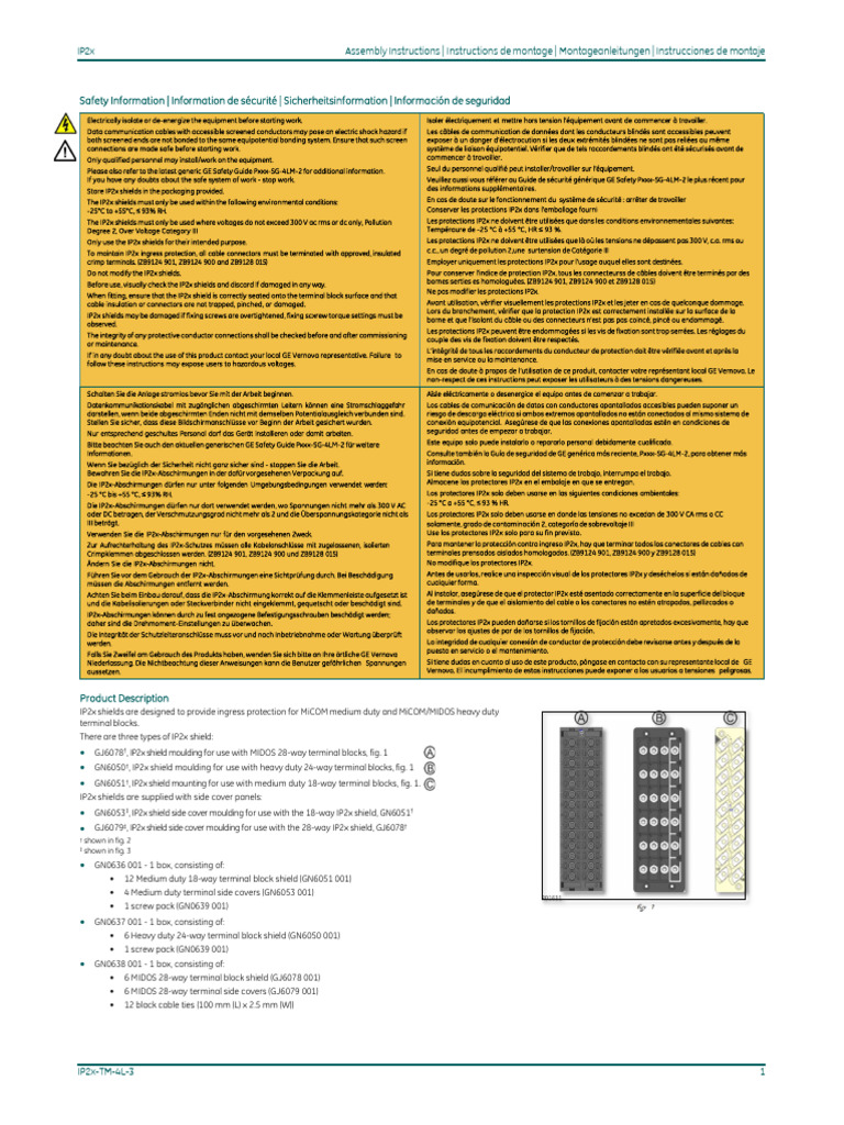 Instructions de montage des protections IP2x | PDF | Connectique ...