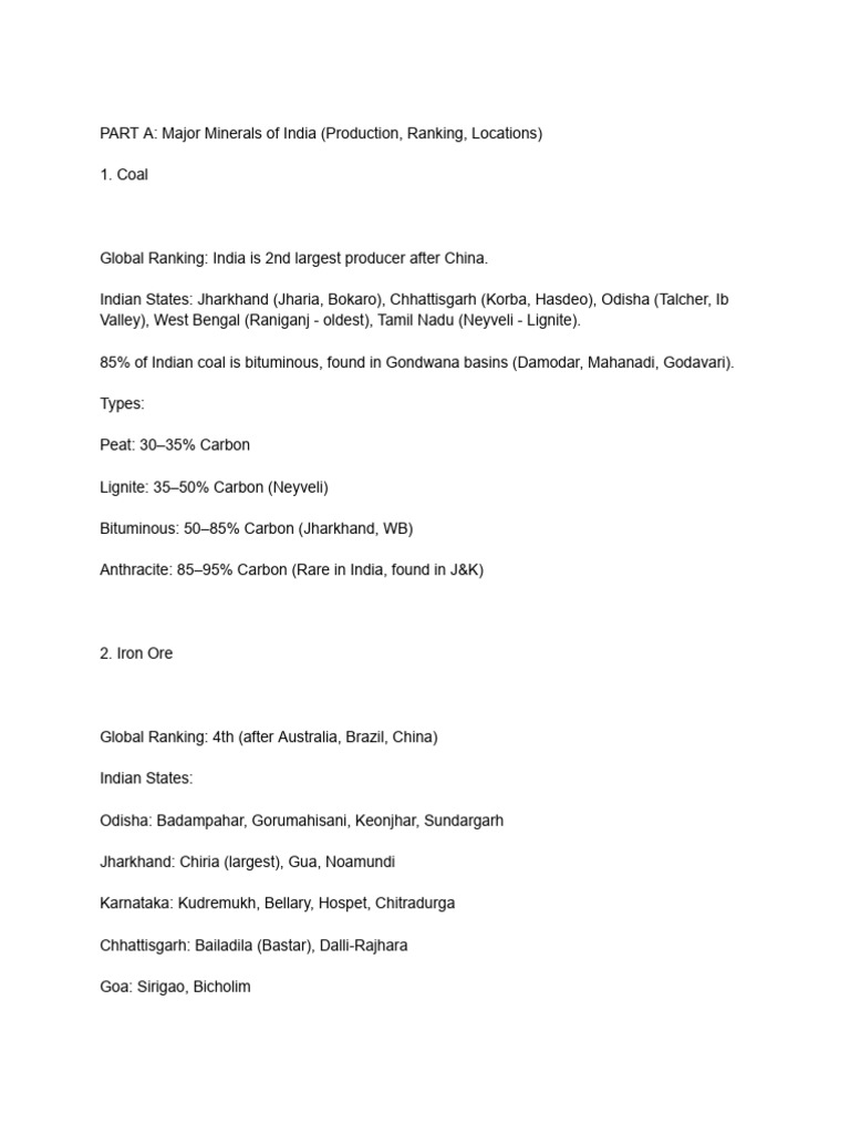 Geography Note | PDF | Mining | Minerals