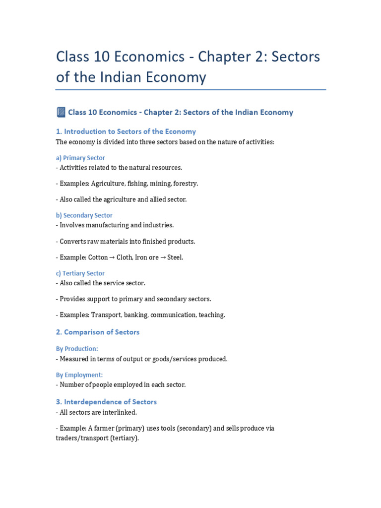 Sectors of the Indian Economy Overview | PDF | Economy Of India ...
