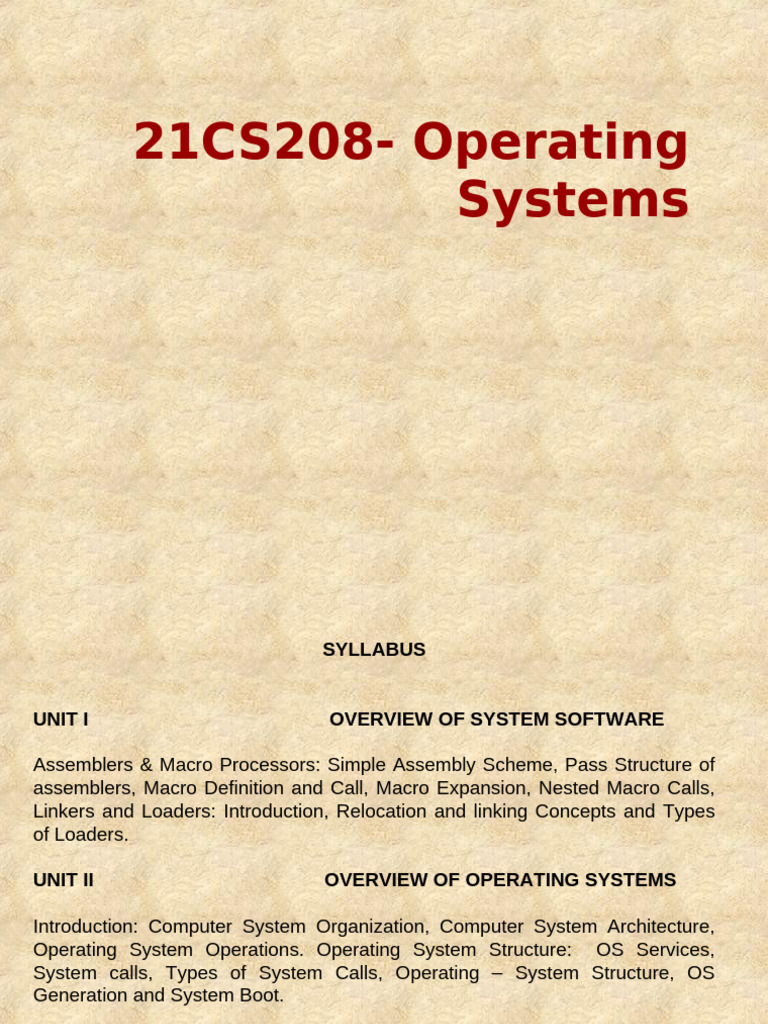 Operating Systems Course Syllabus | PDF | Computer Data Storage ...